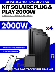 Kit solaire Plug & Play 2000W - 4 panneaux bifaciaux - Suivi WIFI intégré - 1 onduleur