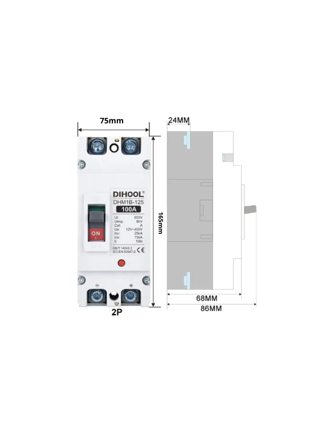 Disjoncteur Bipolaire DC pour protection batteries 400A