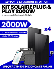 Kit solaire Plug & Play 2000W - 4 panneaux bifaciaux - Suivi WIFI intégré - 2 onduleurs