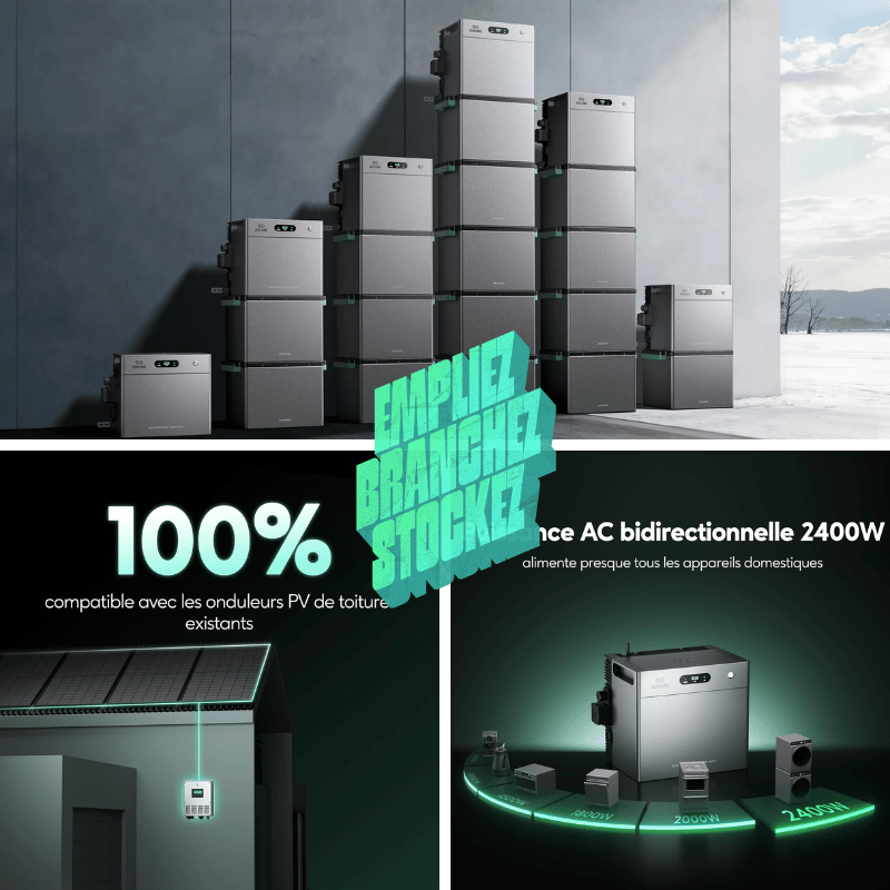 Pack Rétrofit Zendure SolarFlow 2400 AC+ & AB3000L + 3CT - Stockage 4,8kWh - Zendure