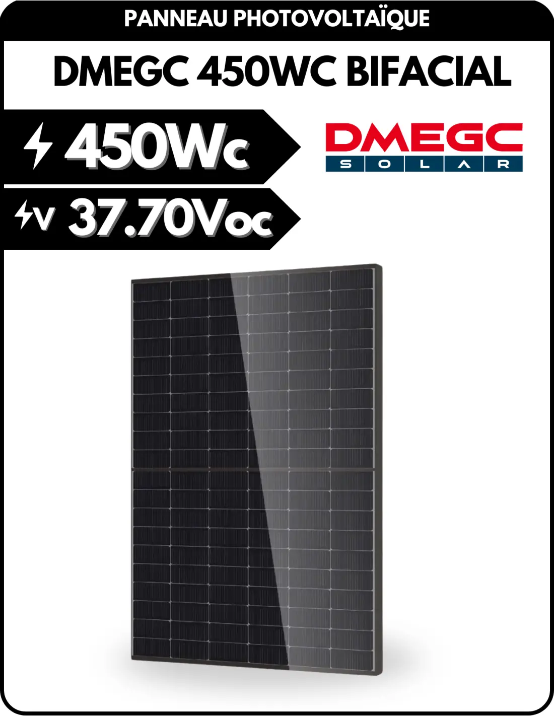 Panneau solaire bifacial 450Wc - DMEGC DM450M10RT-B54HBT N-type TOPCon